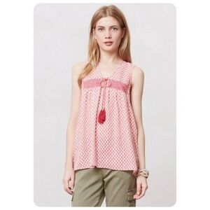 Anthropologie Red and White Patterned Tank Top